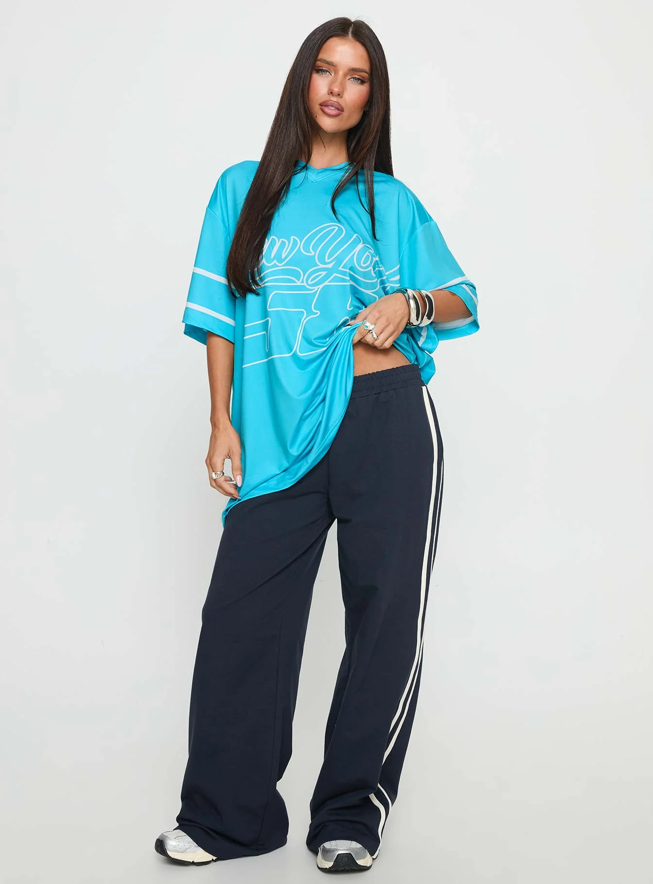 New Yorker 58 Oversized Graphic Jersey Tee Blue