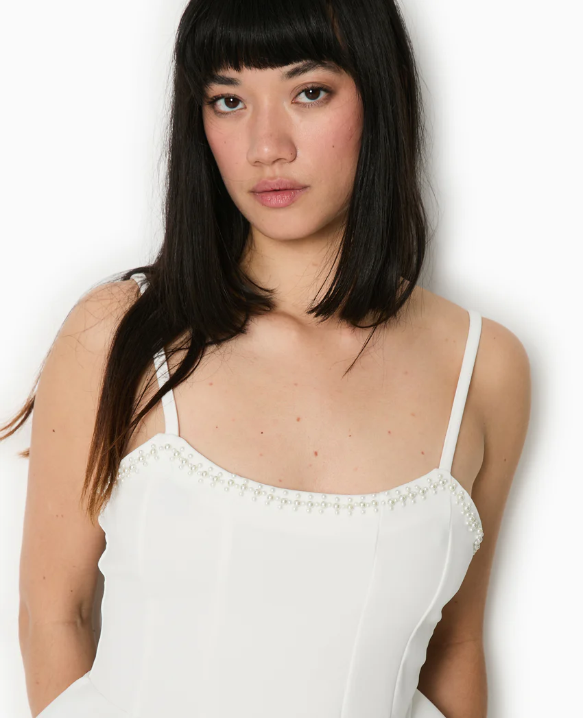 Pimkie Top peplum à bretelles avec perles