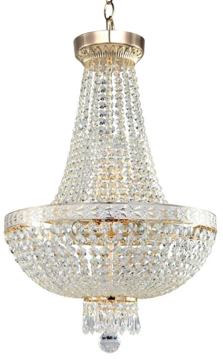Baroque crystal chandelier gold Ø 40 x H. 81 cm - round baroque style chandelier - baroque living room chandelier - noble and magnificent