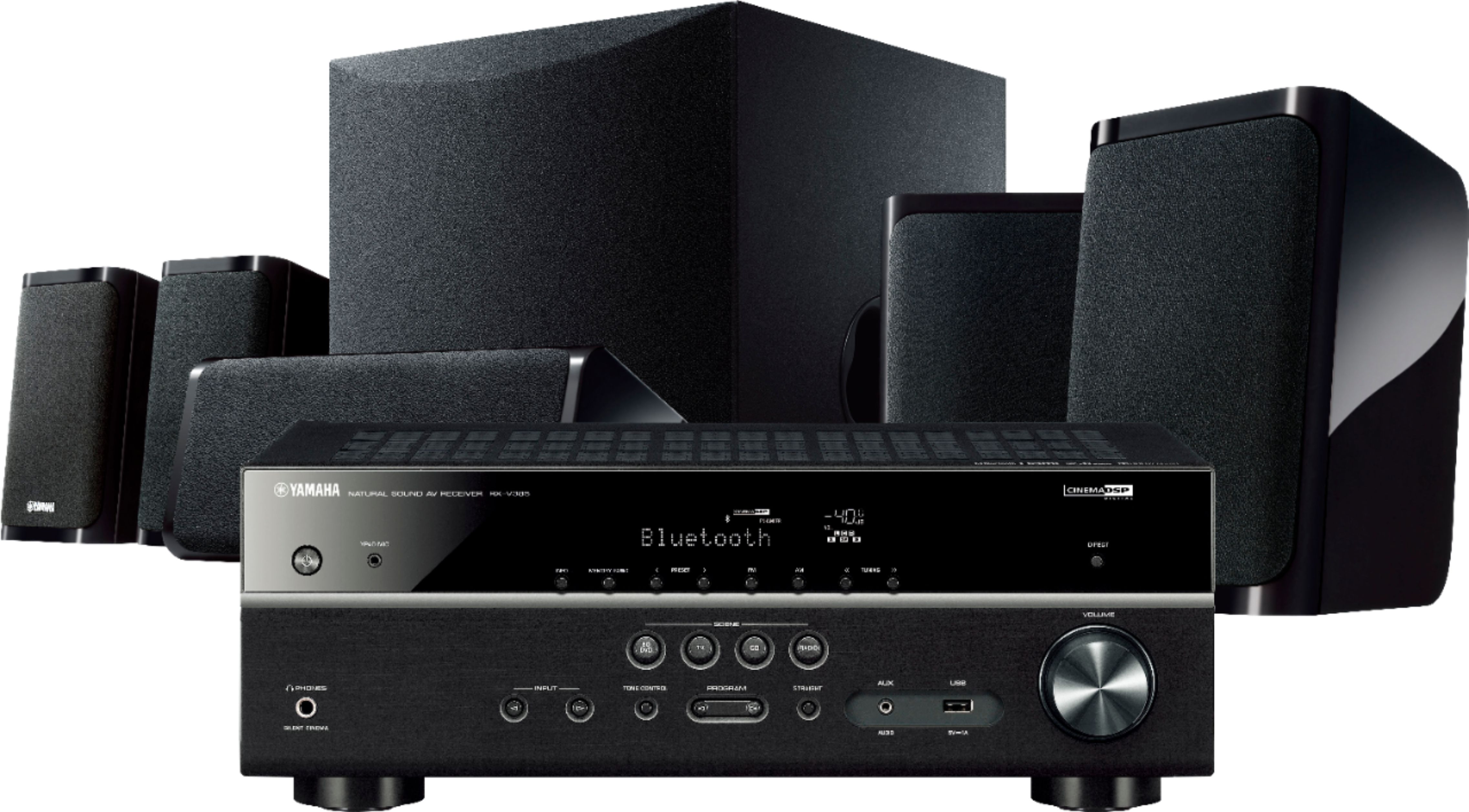 2025 Yamaha – 5.1-Channel 4K Home Theater Speaker System with Powered Subwoofer and Bluetooth Streaming – Black