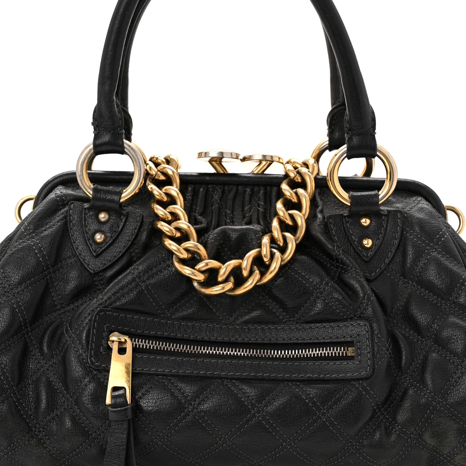 Calfskin Quilted Stam Black - Top Club