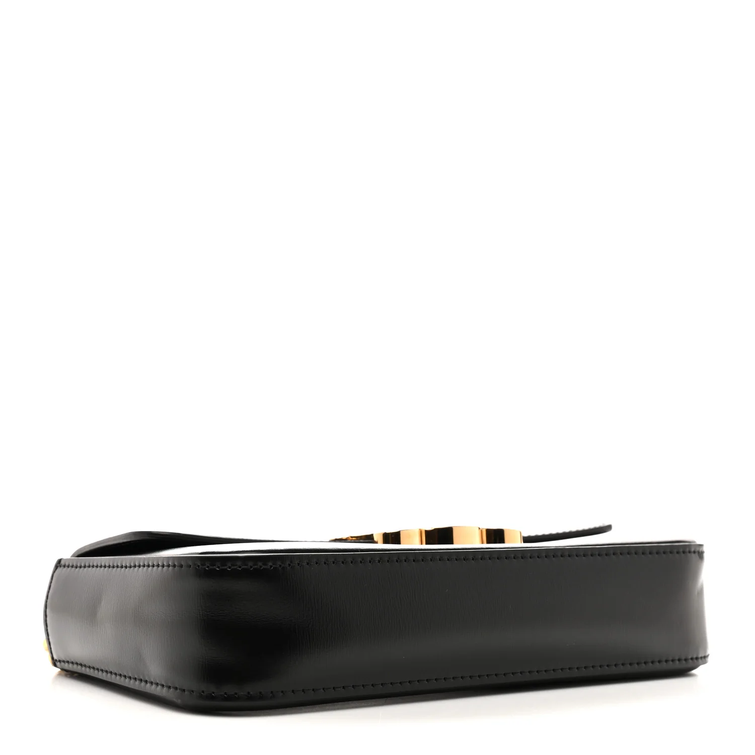 Shiny Calfskin Triomphe Chain Shoulder Bag Black - Top Club