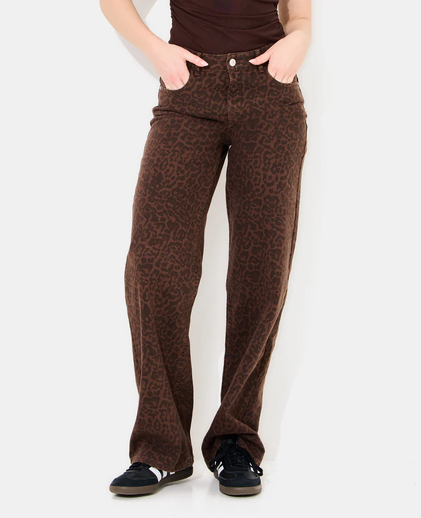 Pimkie J71-2 / Jean wide taille medium motif léopard
