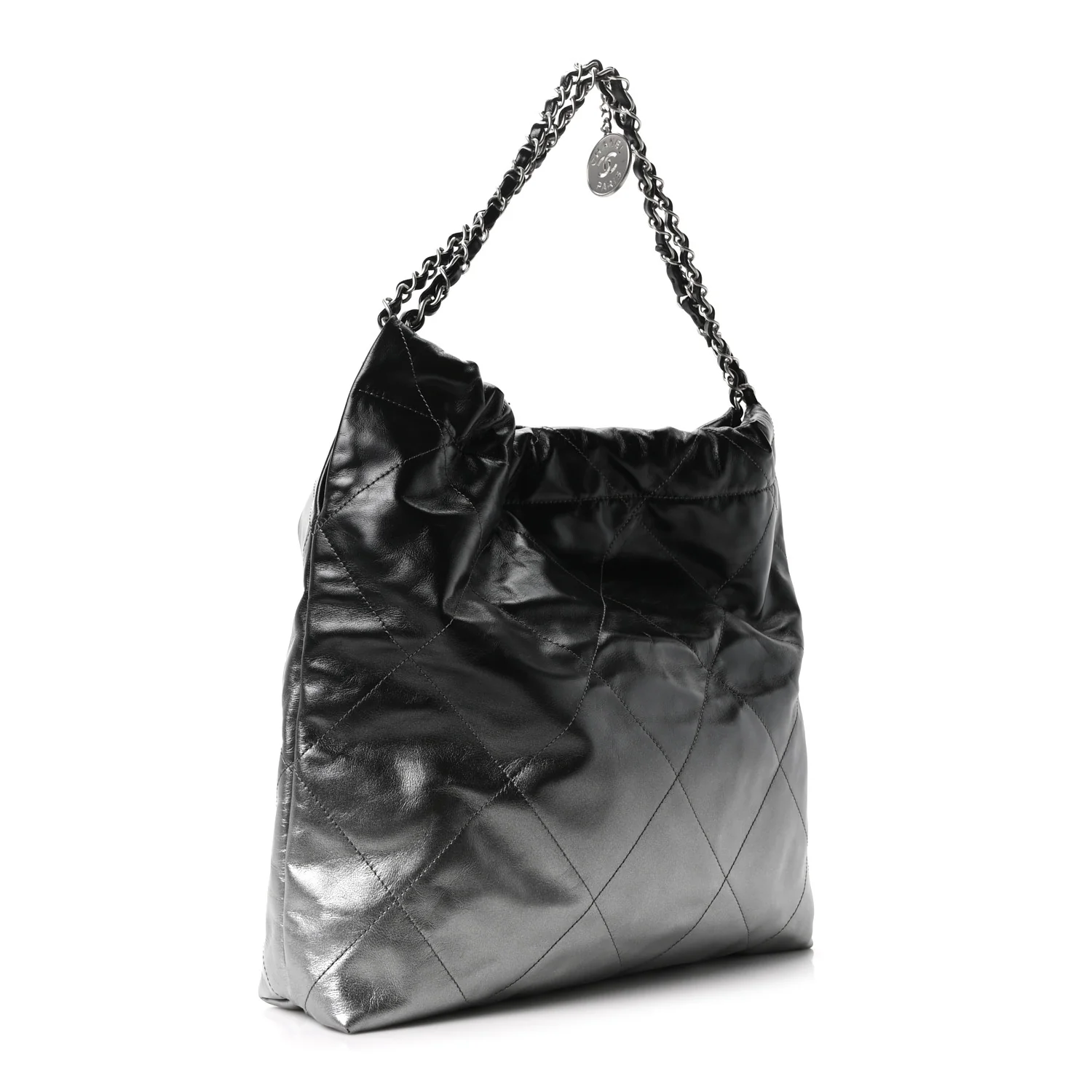 Metallic Shaded Calfskin Quilted Chanel 22 Black Silver - Top Club