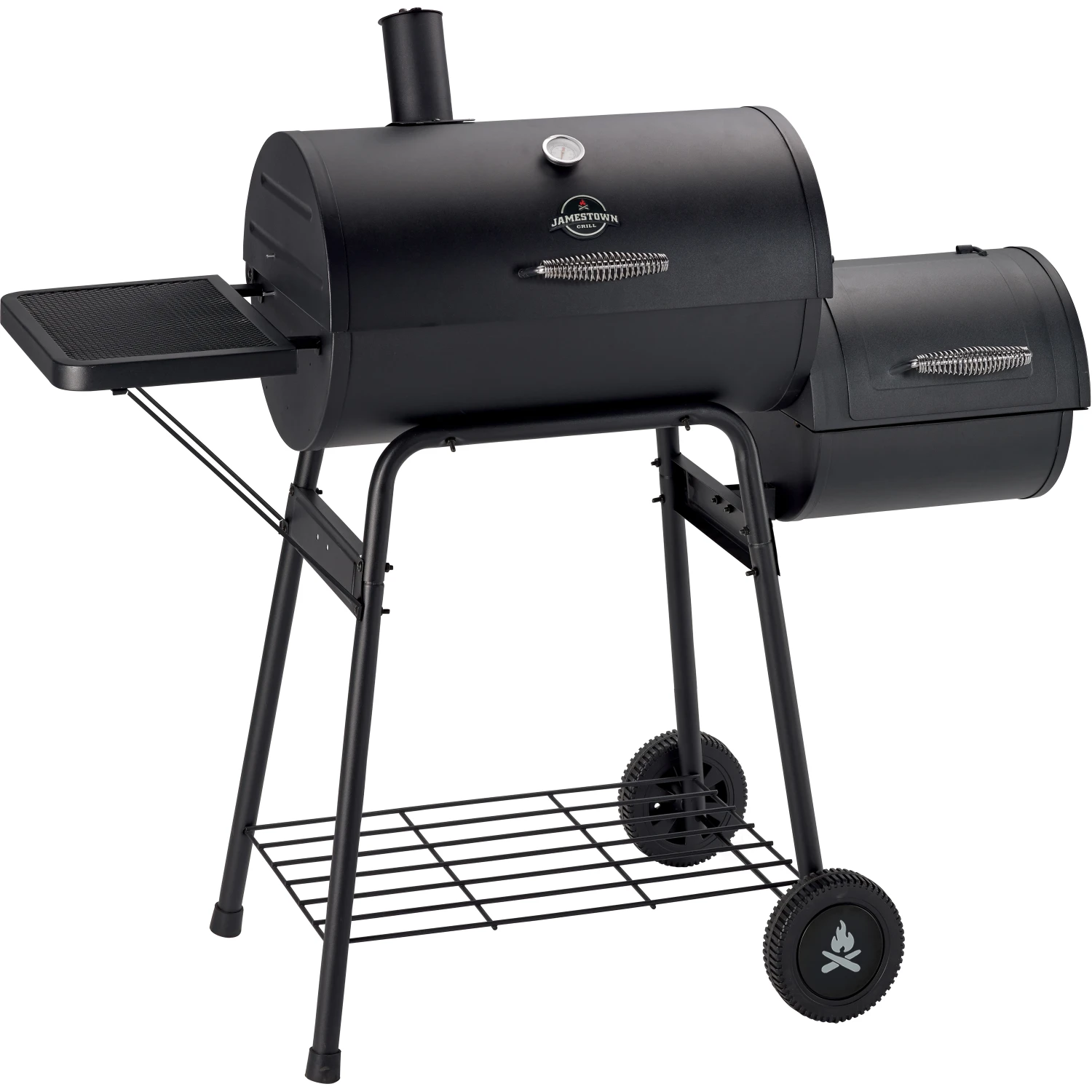Jamestown-Grill Barbecue a carbonella Jamestown nero con affumicatore