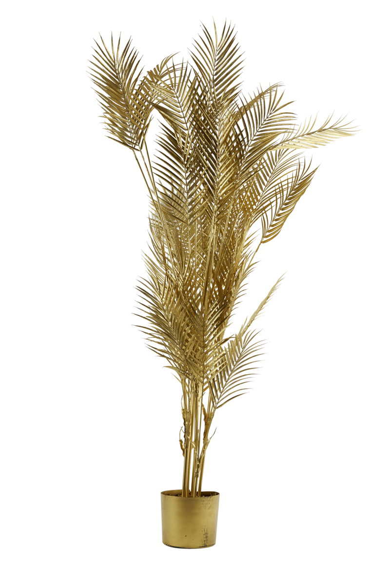 Kunst palmplant Metallic in mooie pot Licht goud 160 cm