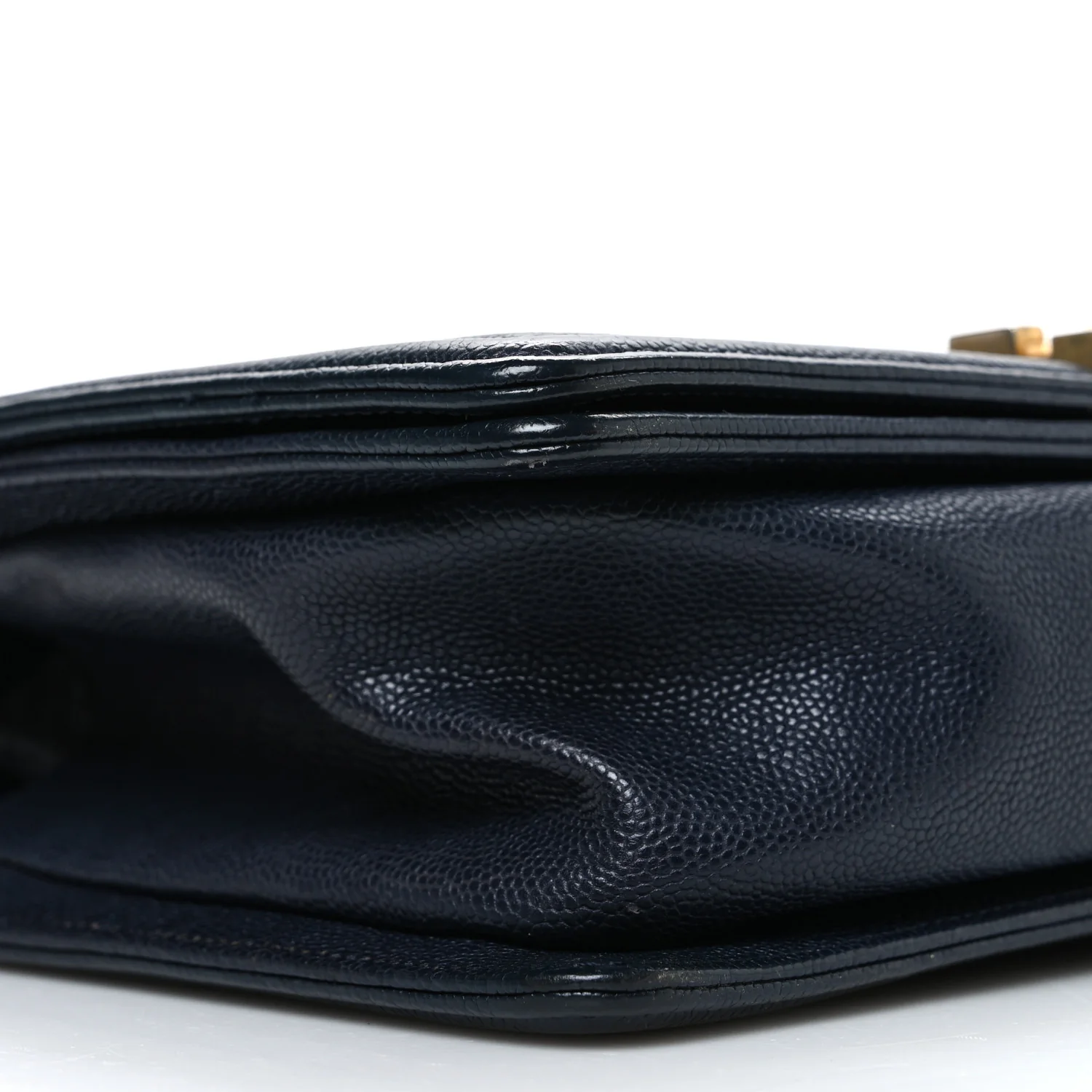 Metallic Caviar Quilted Medium Boy Flap Navy - Top Club