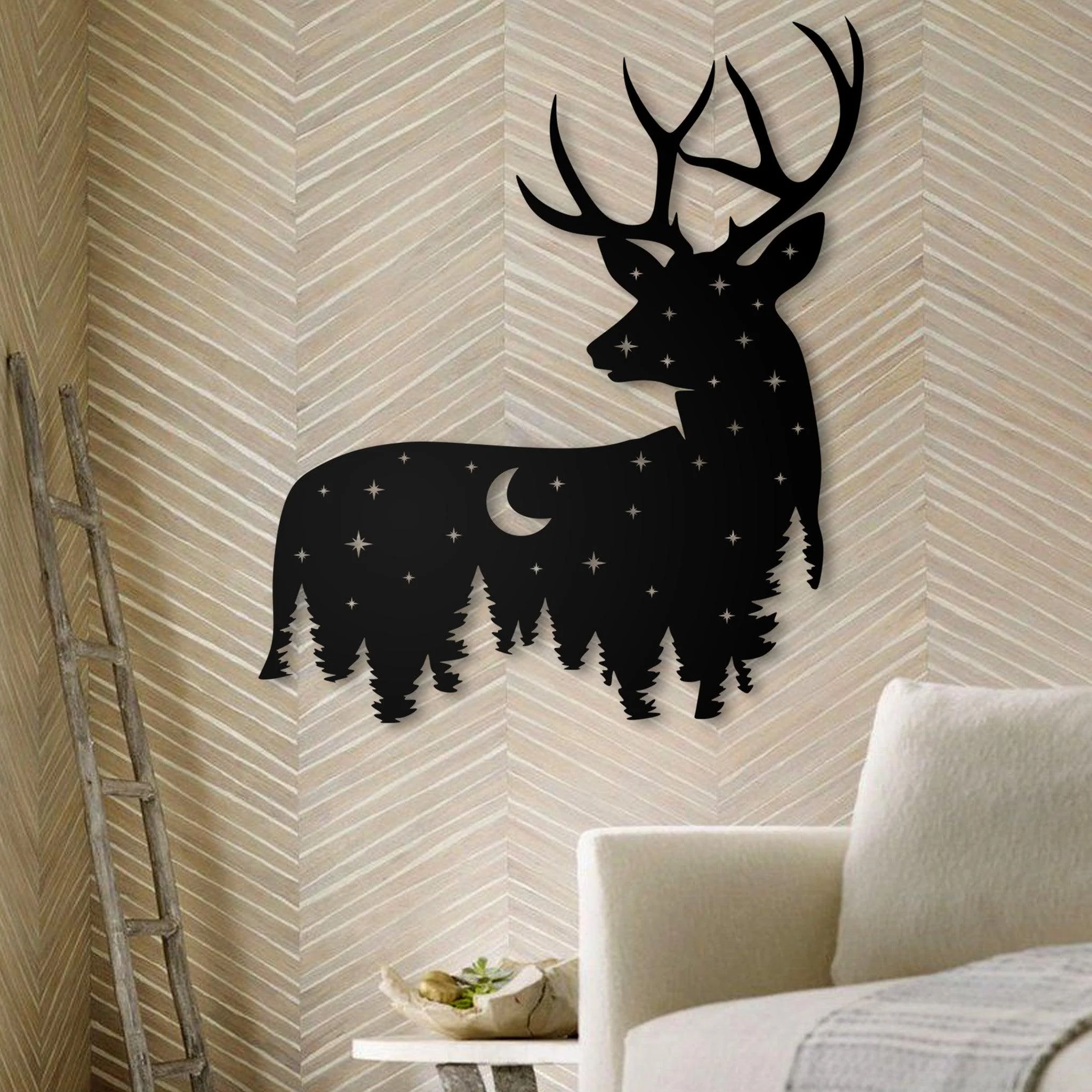 Metal Deer Art with Night Sky Scene - Alvarez Pro Painting LLC