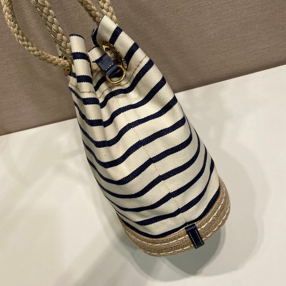 Prada Mariner small striped fabric bucket bag - Top Club