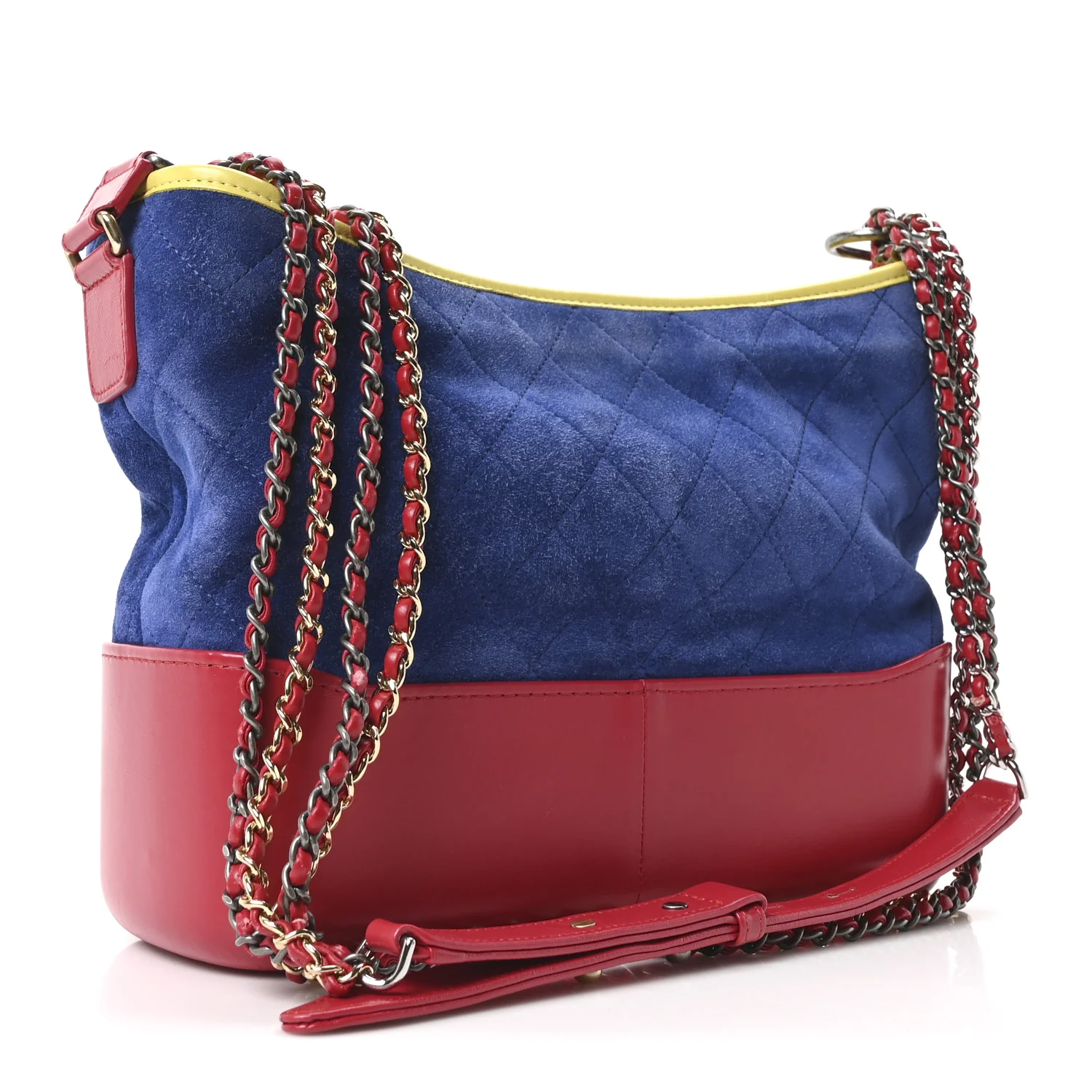 Suede Calfskin Quilted Medium Gabrielle Hobo Red Blue Yellow - Top Club