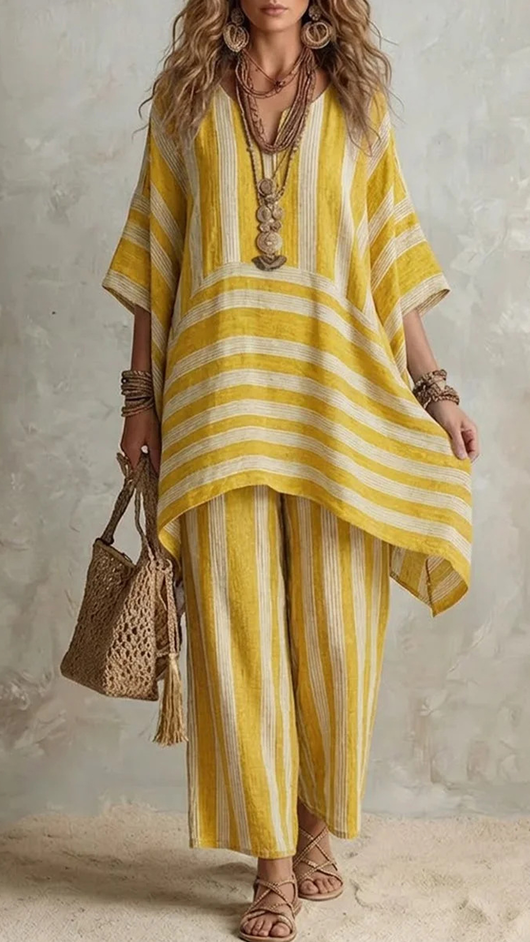 Casual Loose Striped Cotton And Linen Top And Pants Two-piece Set - Nordfashionstorm - Women's Clothing, Fashion for You - Nordfashionstorm.com