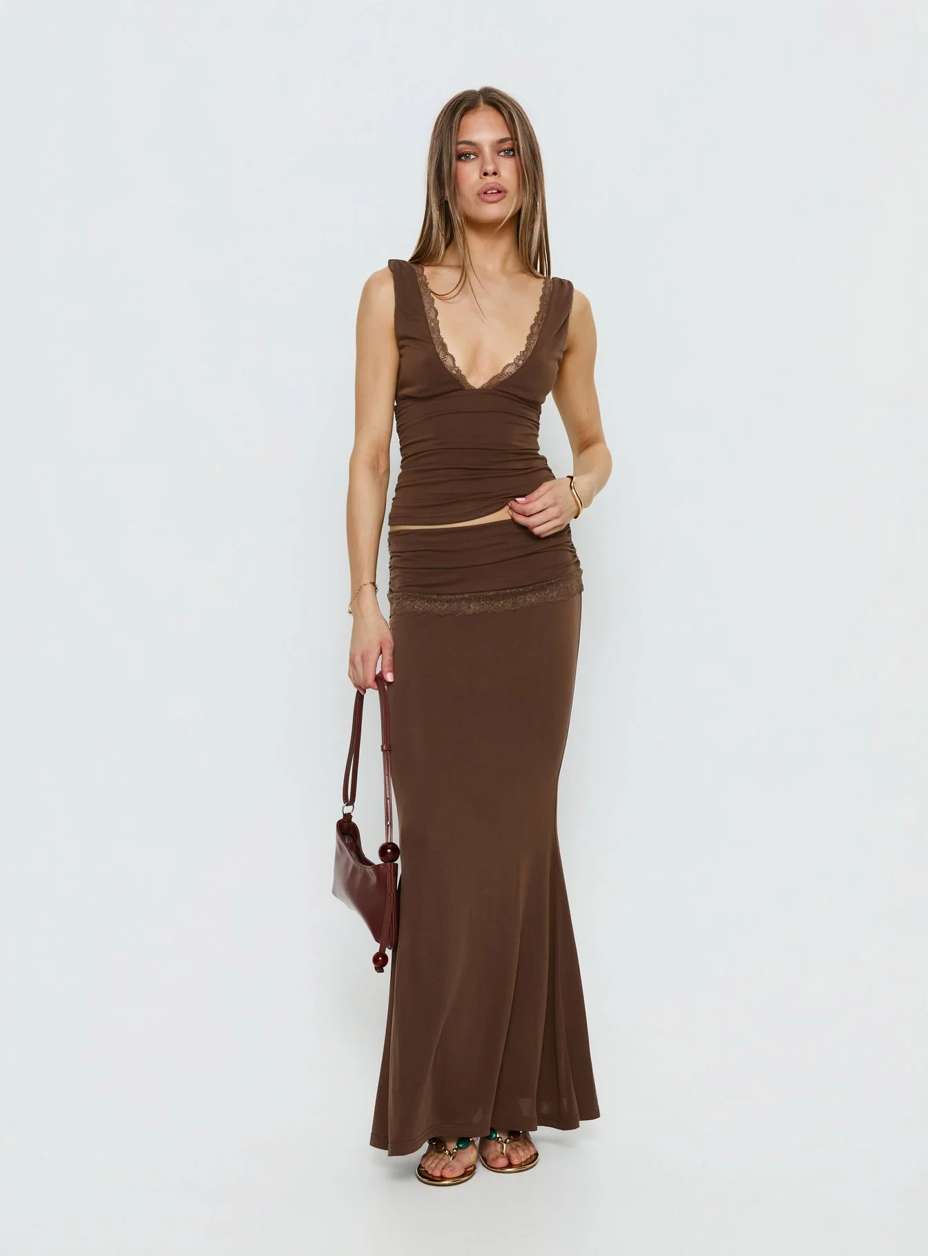 Zespri Jersey Maxi Skirt Brown