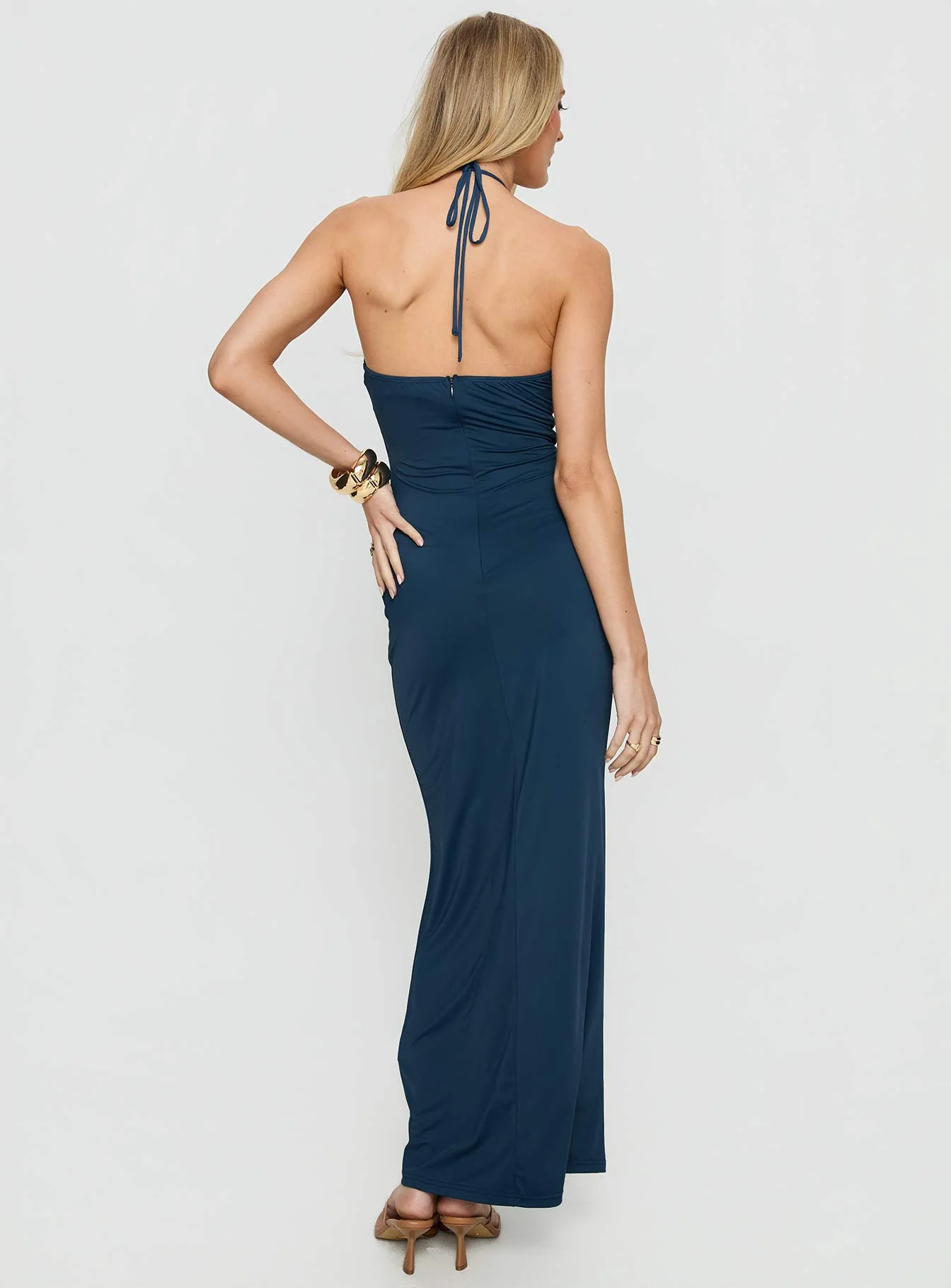 Kaydiana Halter Keyhole Maxi Dress Navy