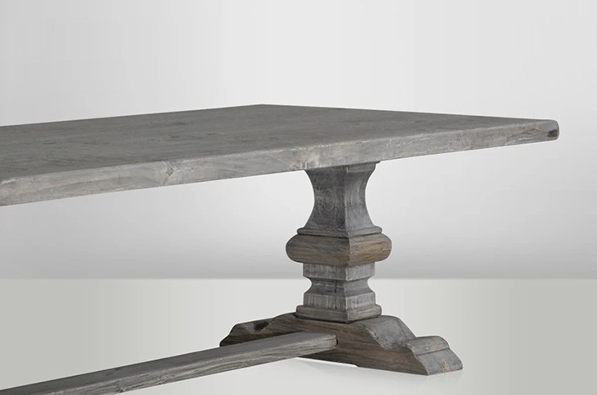 Country house dining table oak rustic gray - baroque style table solid oak wood