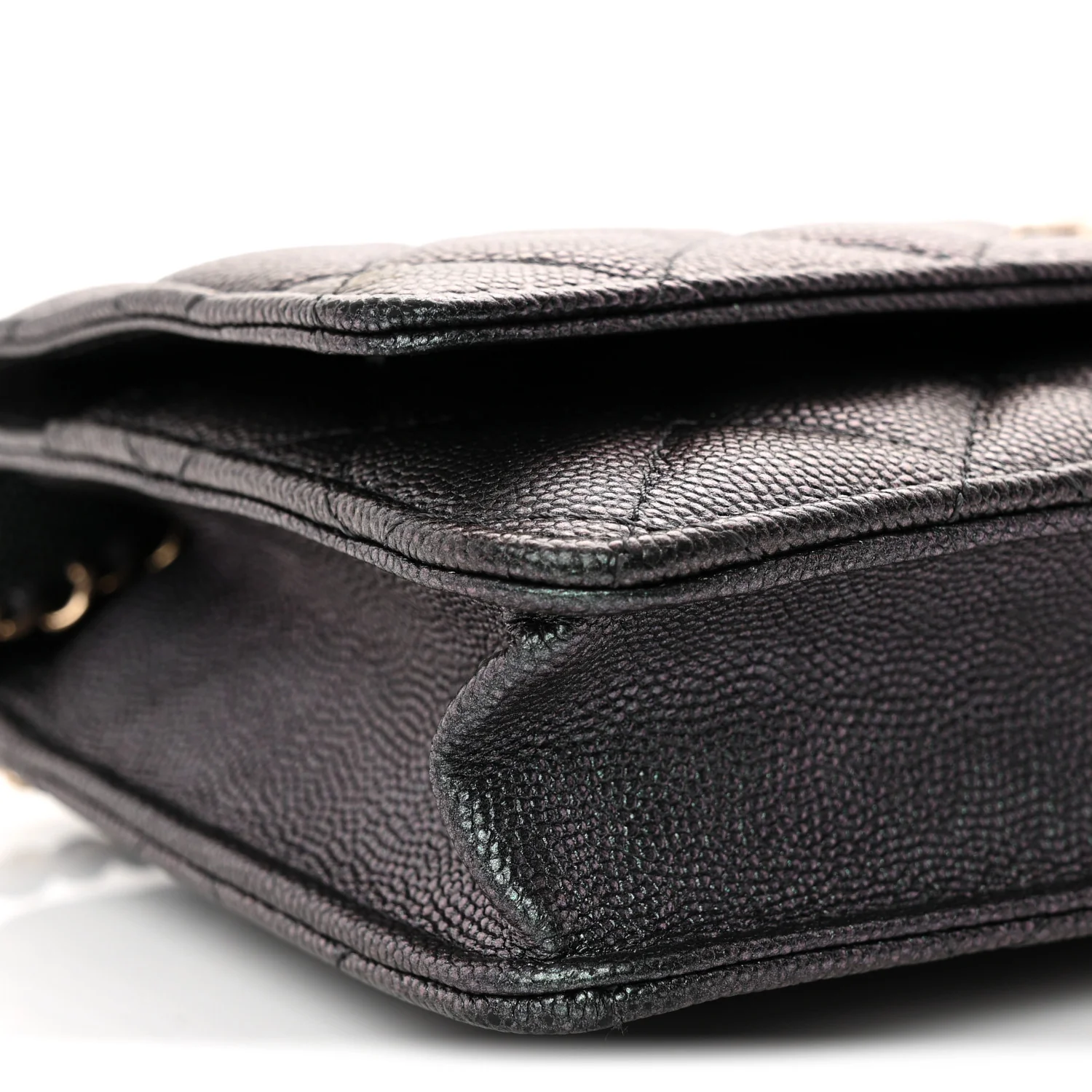 Iridescent Caviar Quilted Wallet on Chain WOC Dark Blue - Top Club