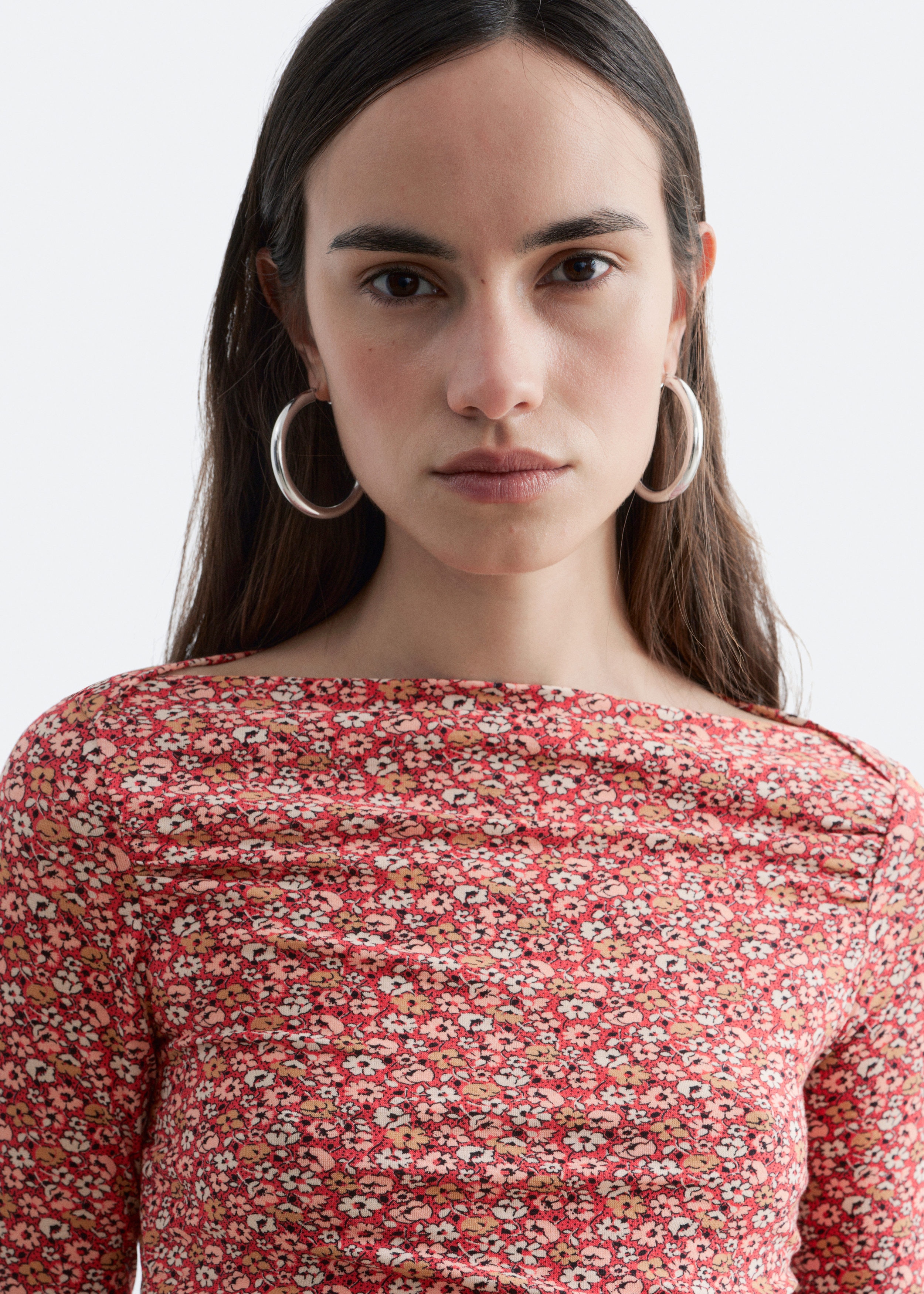 & Other Stories RUCHED FLORAL TOP