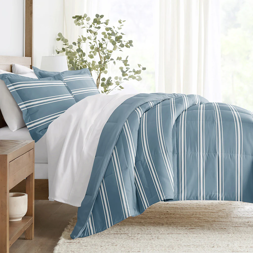 Soft Stripe Reversible Down-Alternative Comforter Set (Sale)
