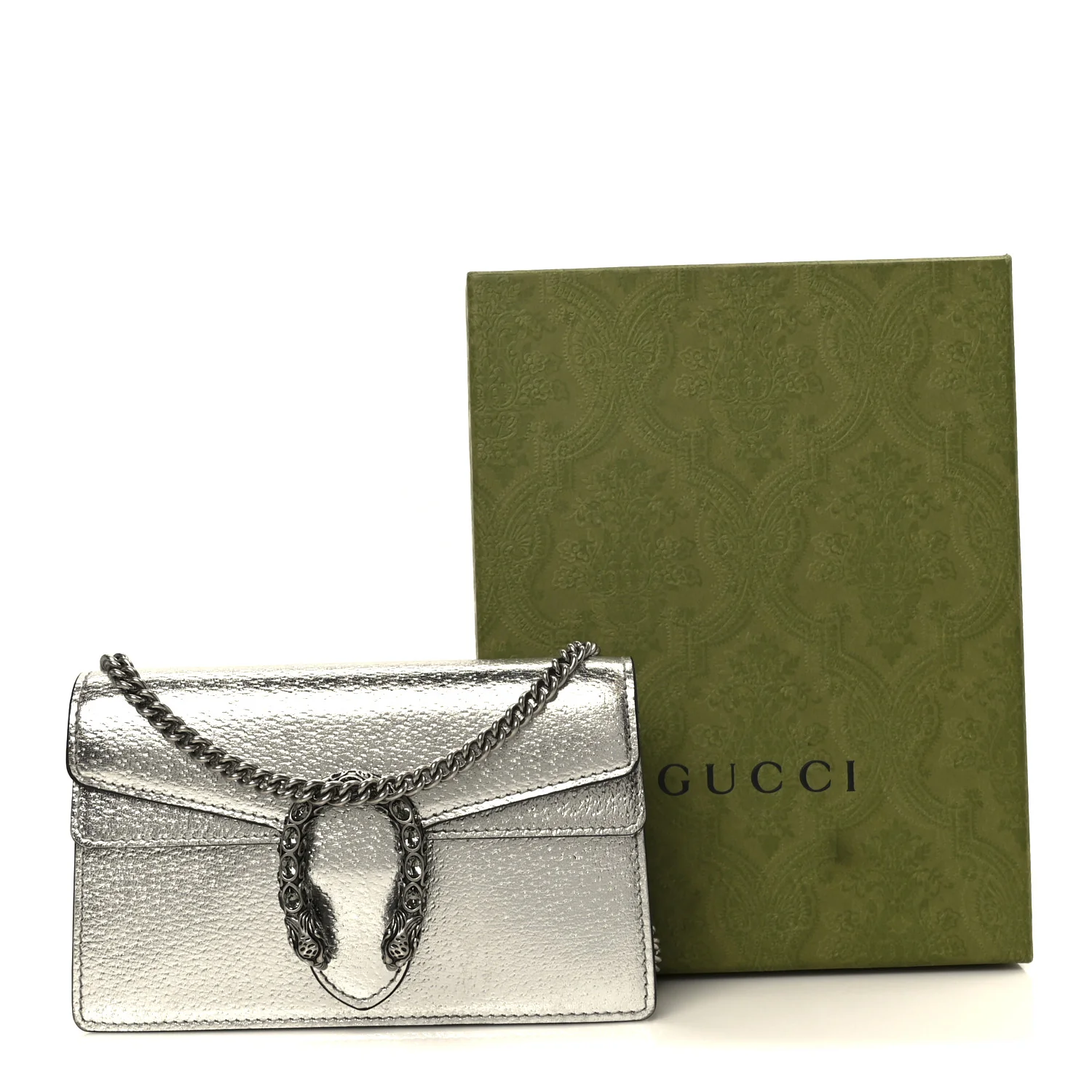 Metallic Calfskin Super Mini Dionysus Shoulder Bag Silver - Top Club
