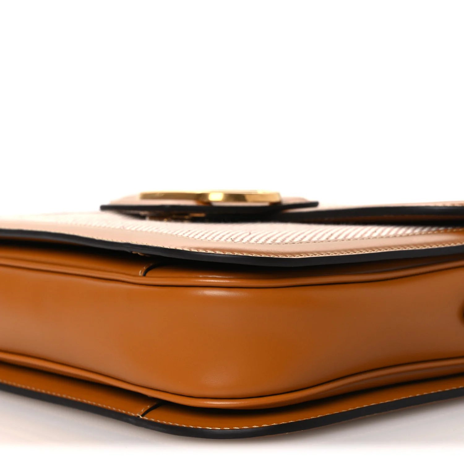 Smooth Calfskin Canvas 9to5 Shoulder Bag Natural Golden - Top Club