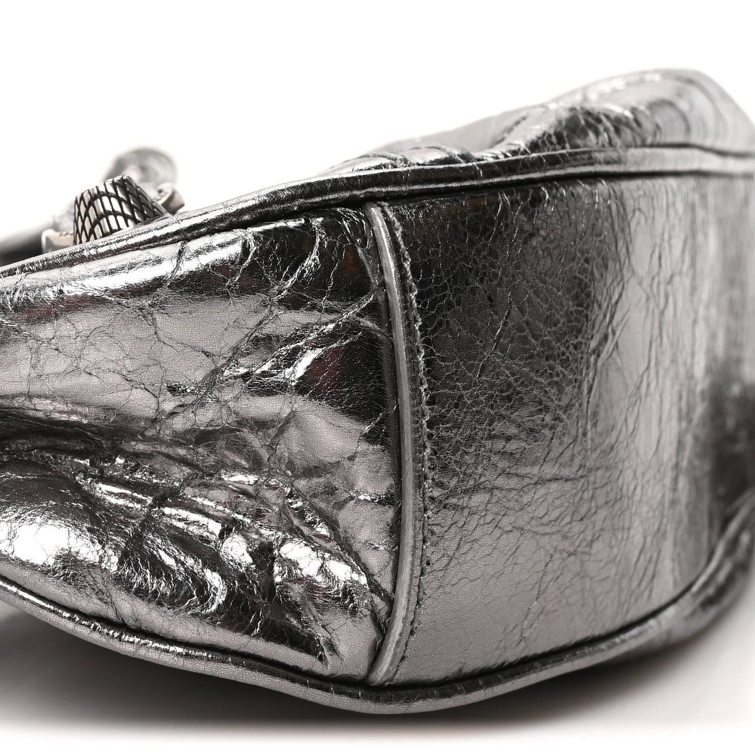 Metallic Agneau Arena Le Cagole Shoulder Bag XS Silver - Top Club