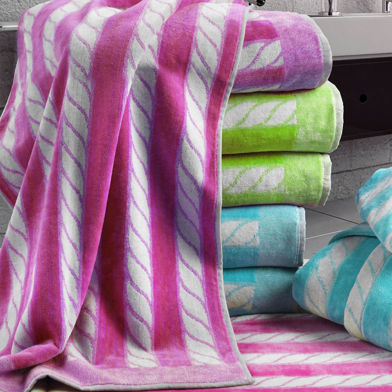 Telo Bagno In Cotone Yacht 95X150 Fuxia Carrara