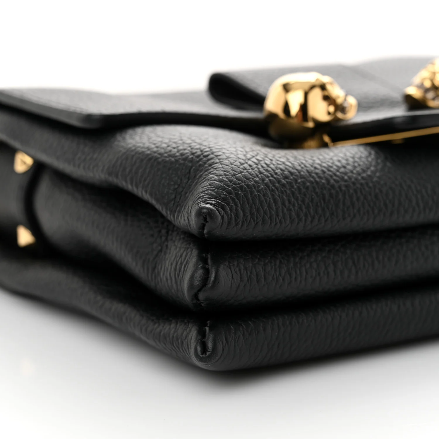 Calfskin Small Twin Skull Chain Crossbody Black - Top Club