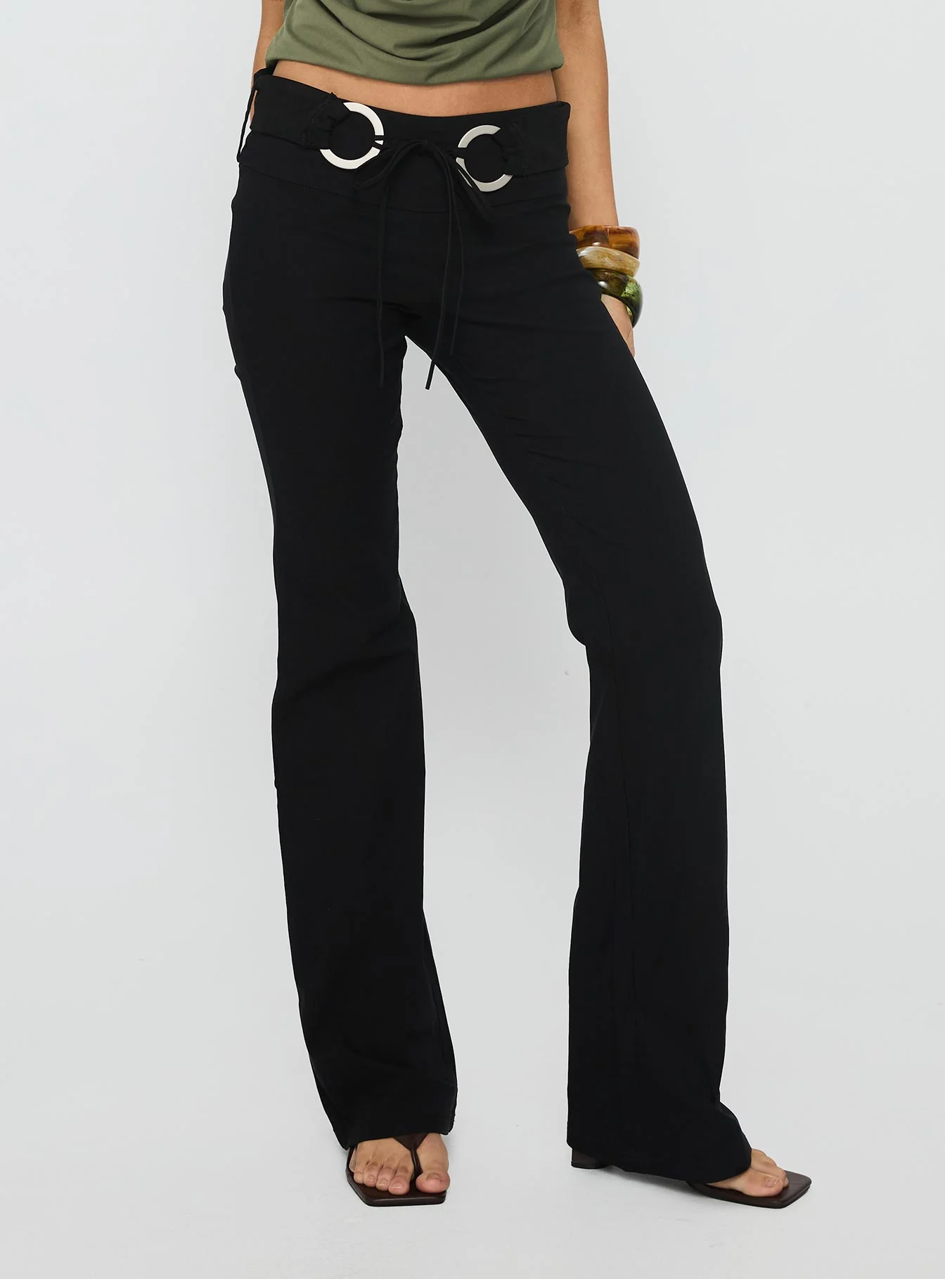 Twinflame Low Rise Hardware Pants Black