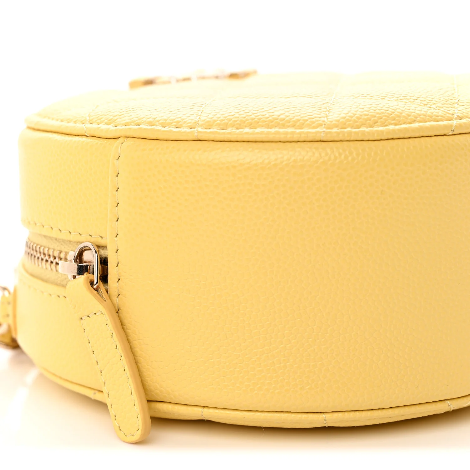Caviar Quilted Gripoix CC Round Clutch With Chain Yellow - Top Club
