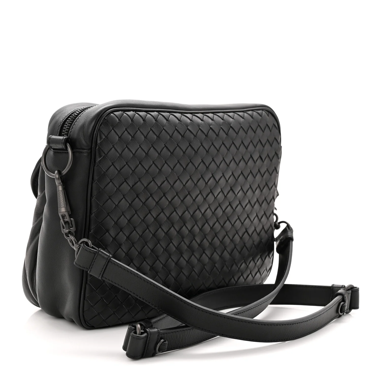 Nappa Intrecciato Messenger Bag Black - Top Club