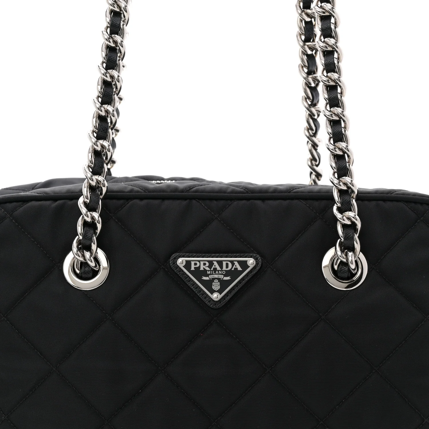 Nylon Tessuto Impuntu Quilted Shoulder Bag Black - Top Club