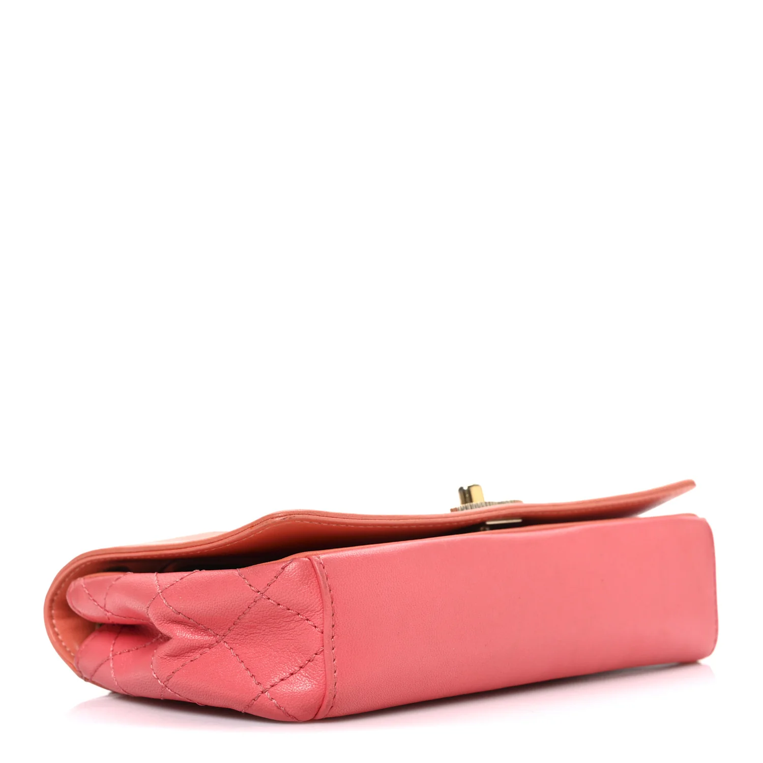 Shiny Sheepskin Quilted Vintage Mademoiselle Flap Coral Orange - Top Club