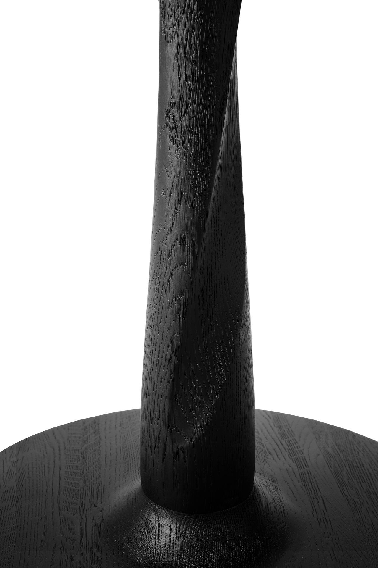 Torsion eettafel rond - eiken zwart - blad 90 cm - hoogte: laag 69cm