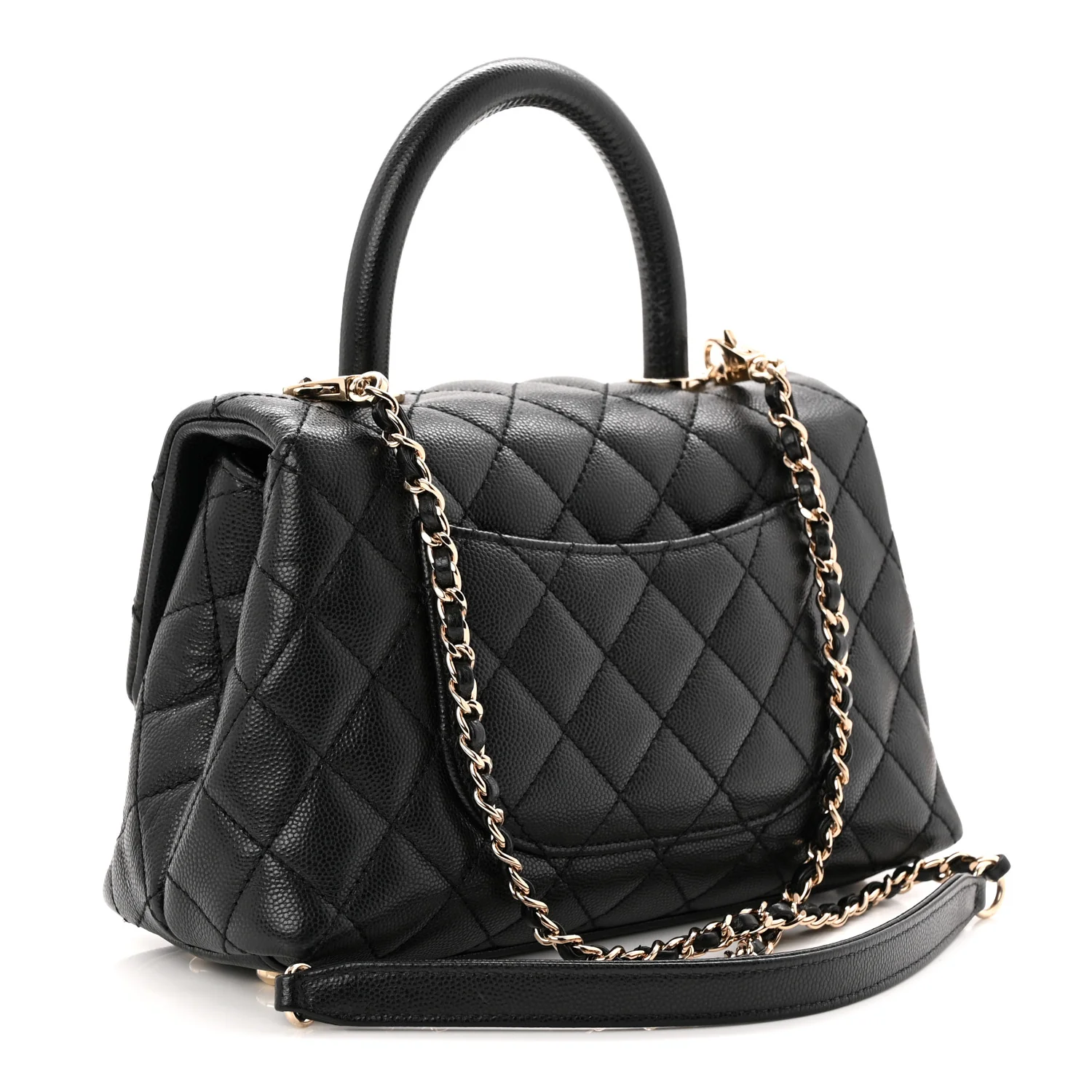 Caviar Quilted Mini Coco Handle Flap Black - Top Club