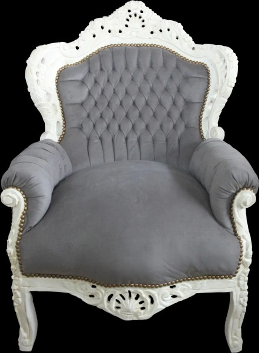 Baroque armchair King gray / cream - antique style