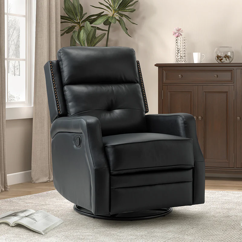 Benito 28.74" Wide Genuine Leather Swivel Rocker Recliner