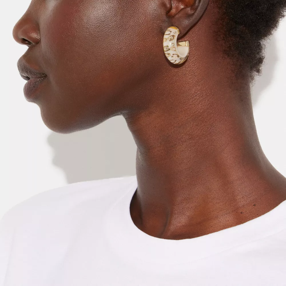 COACH Coach Signature Chunky Hoop Earrings
