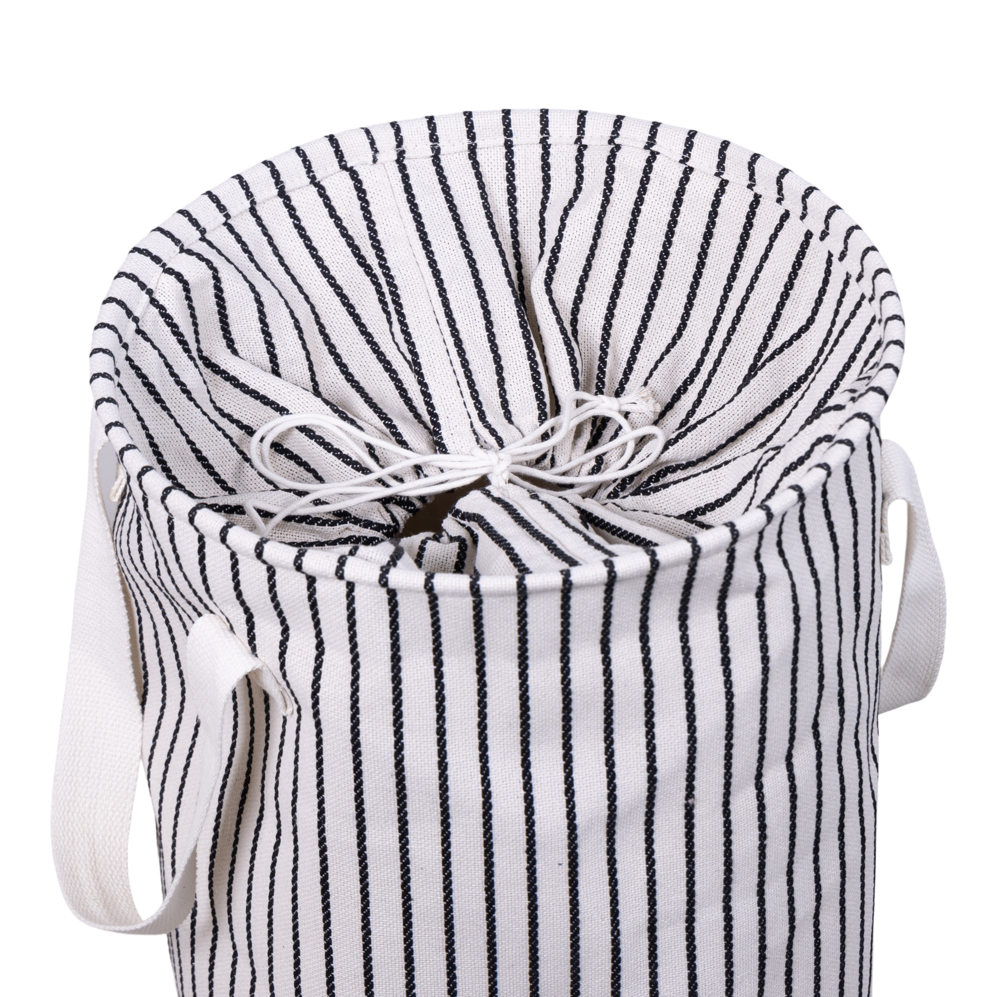 Wasmand Rond Stripe black/naturel Ø38 cm