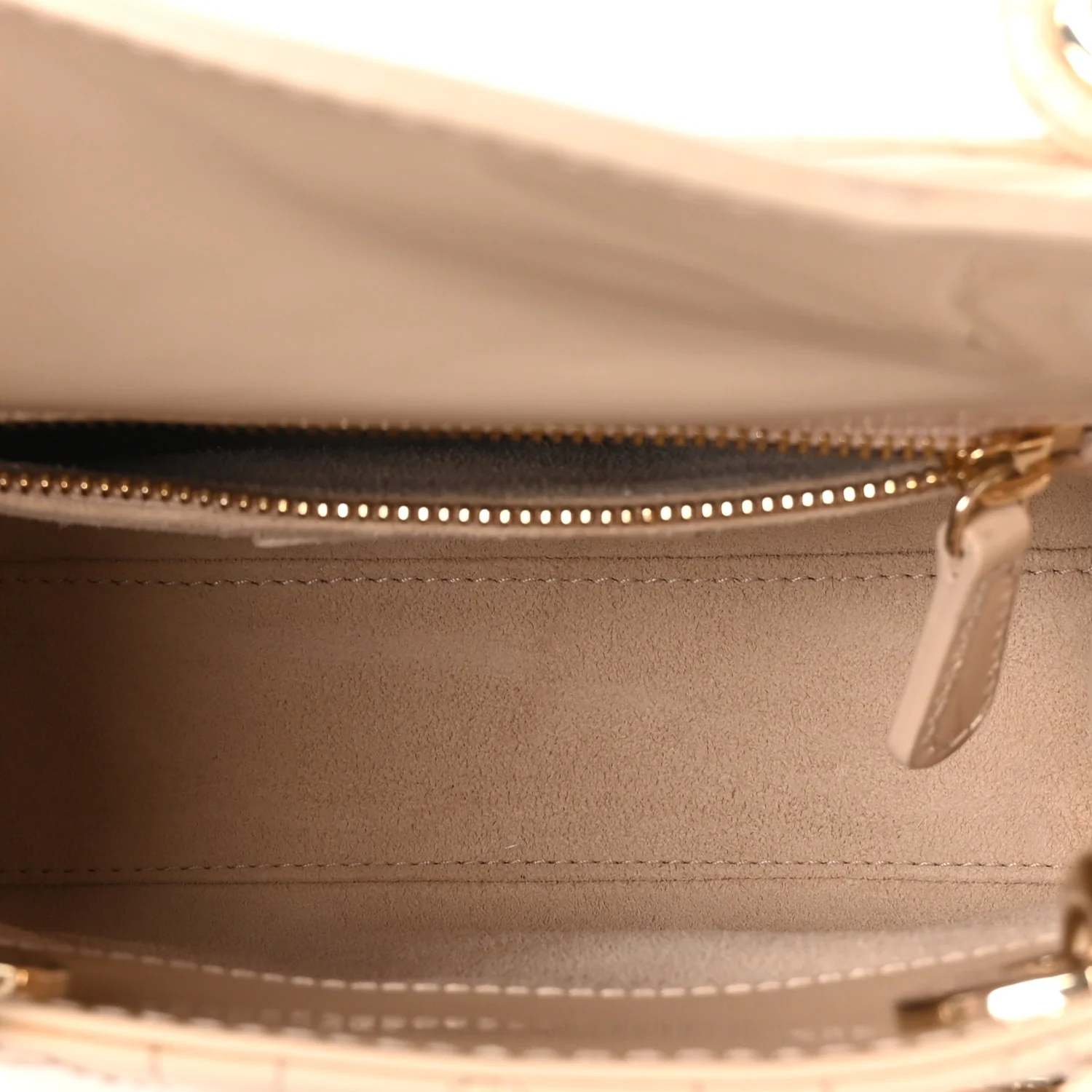 Patent Cannage Mini Lady Dior Beige - Top Club