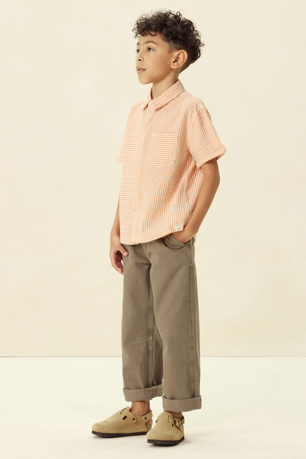 Bruine pull on broek met aantrekkoorden