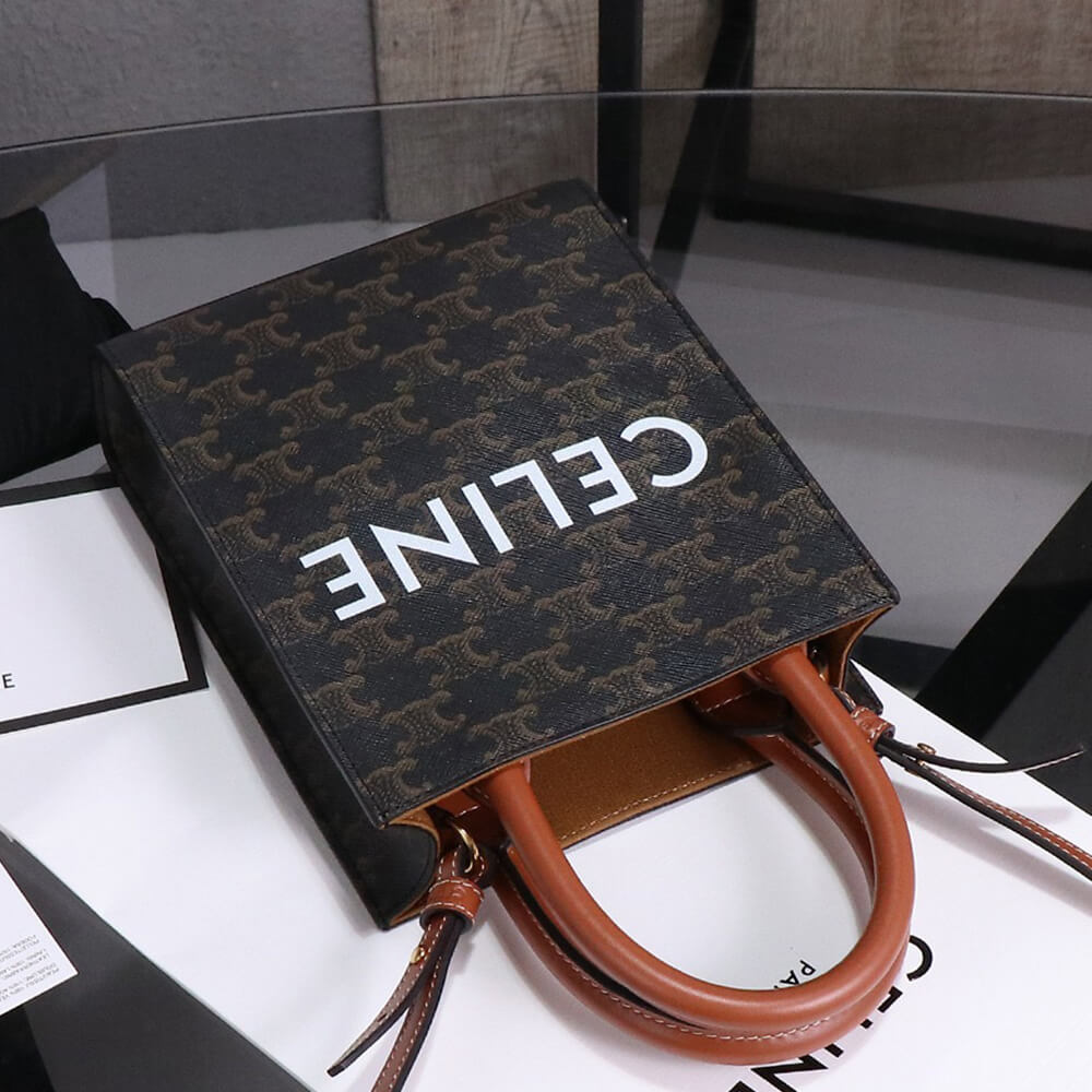 CELINE Mini Vertical Cabas IN Triomphe Canvas with Celine print - Top Club