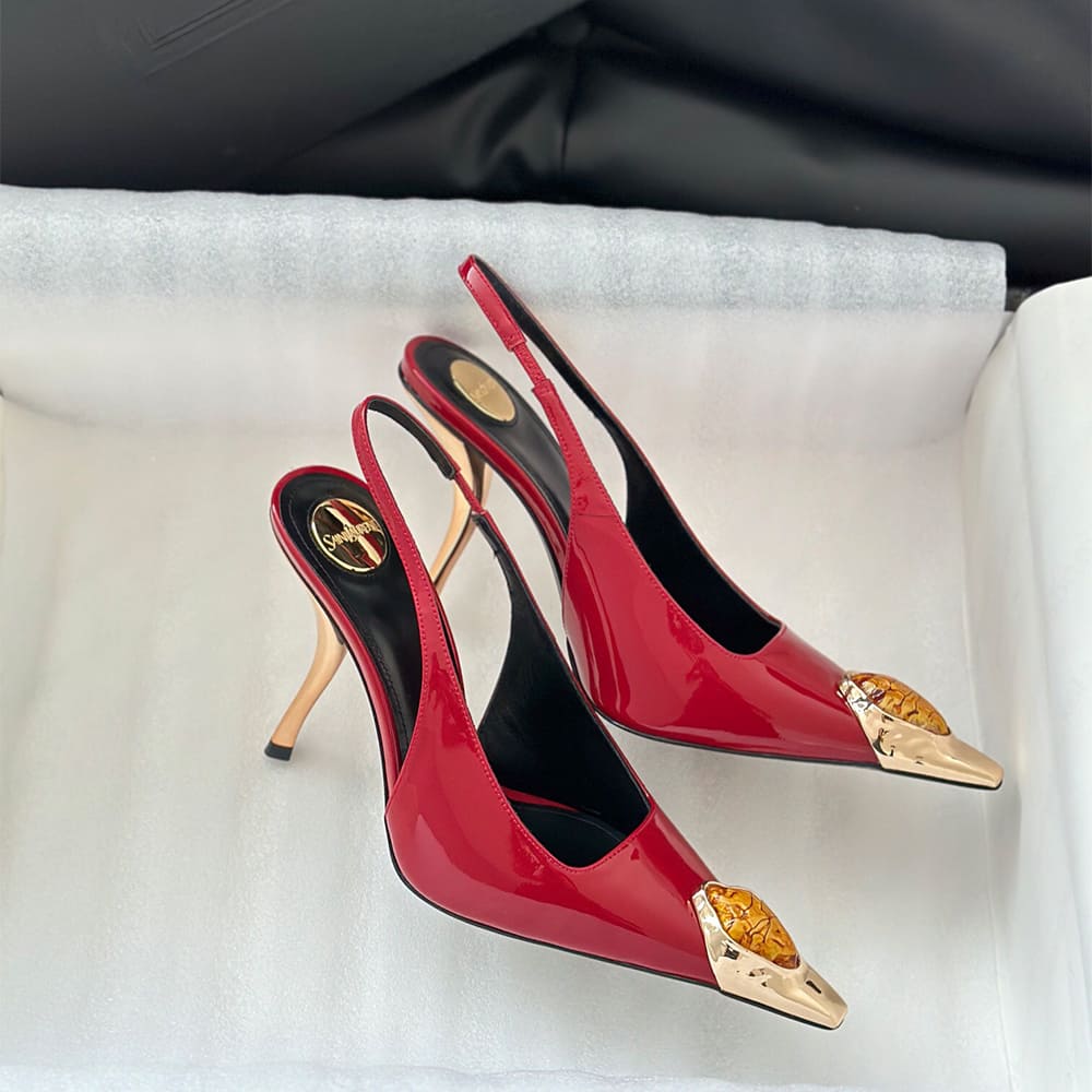 YSL Loulou Slingback Pumps in Patent Leather - Top Club