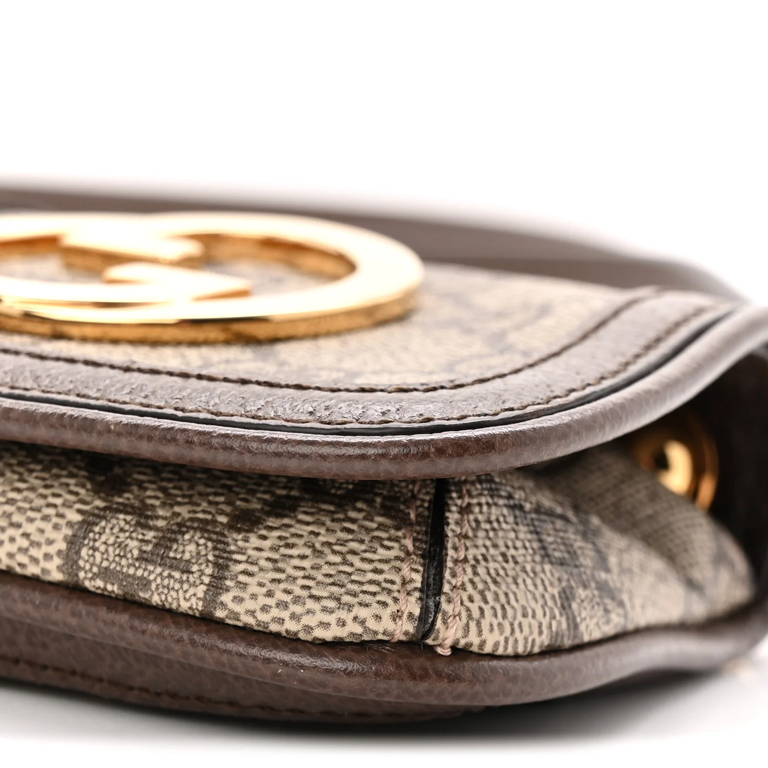 GG Supreme Monogram Textured Dollar Calfskin Blondie Card Case Wallet with Strap Beige Ebony New Acero - Top Club