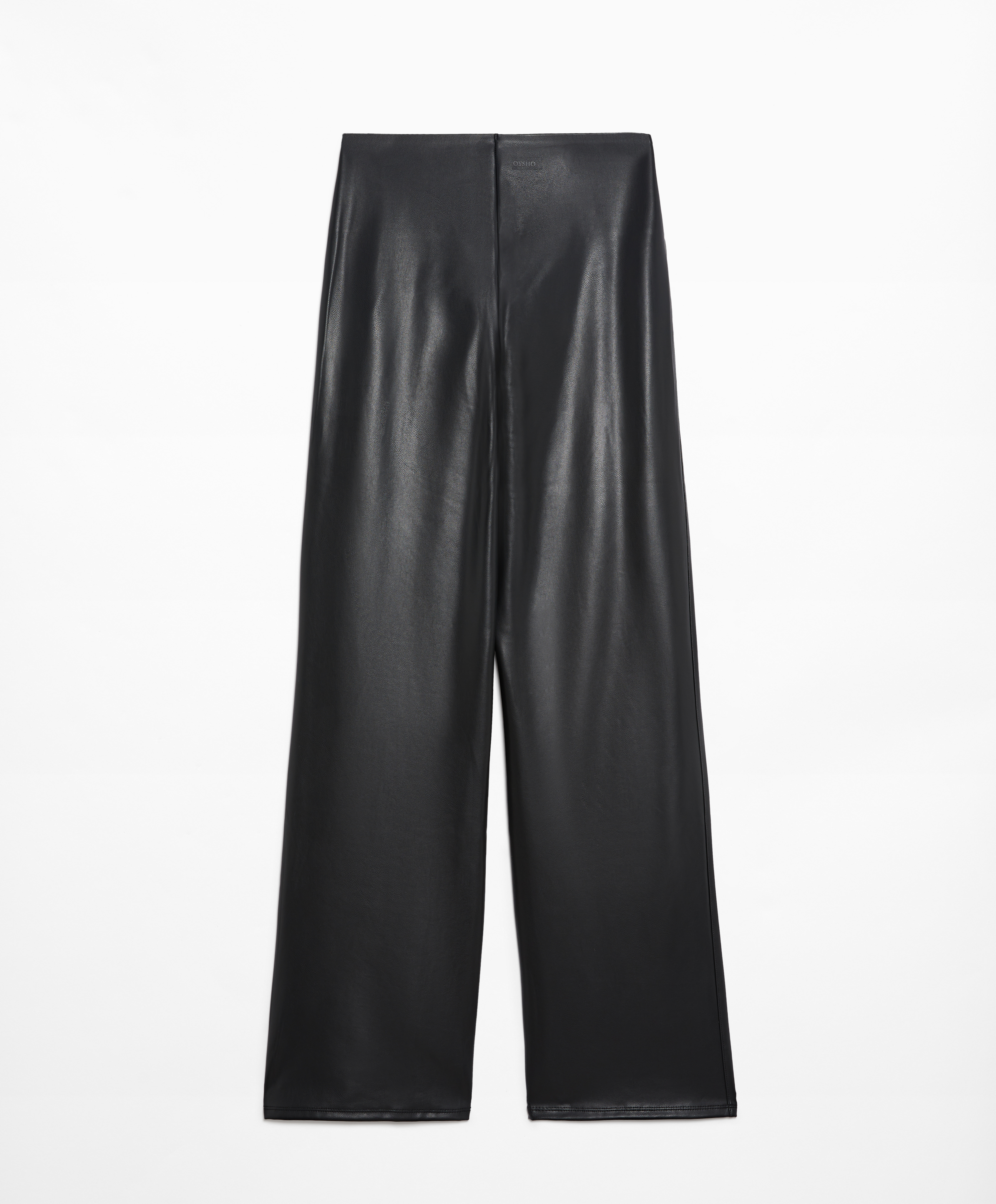 OYSHO Straight fit faux leather trousers