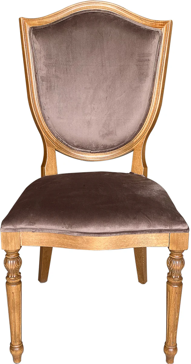 Luxury Art Deco dining room chair brown / natural colors - Elegant solid wood chair with elegant velvet fabric - Art Deco dining room furniture Baroque