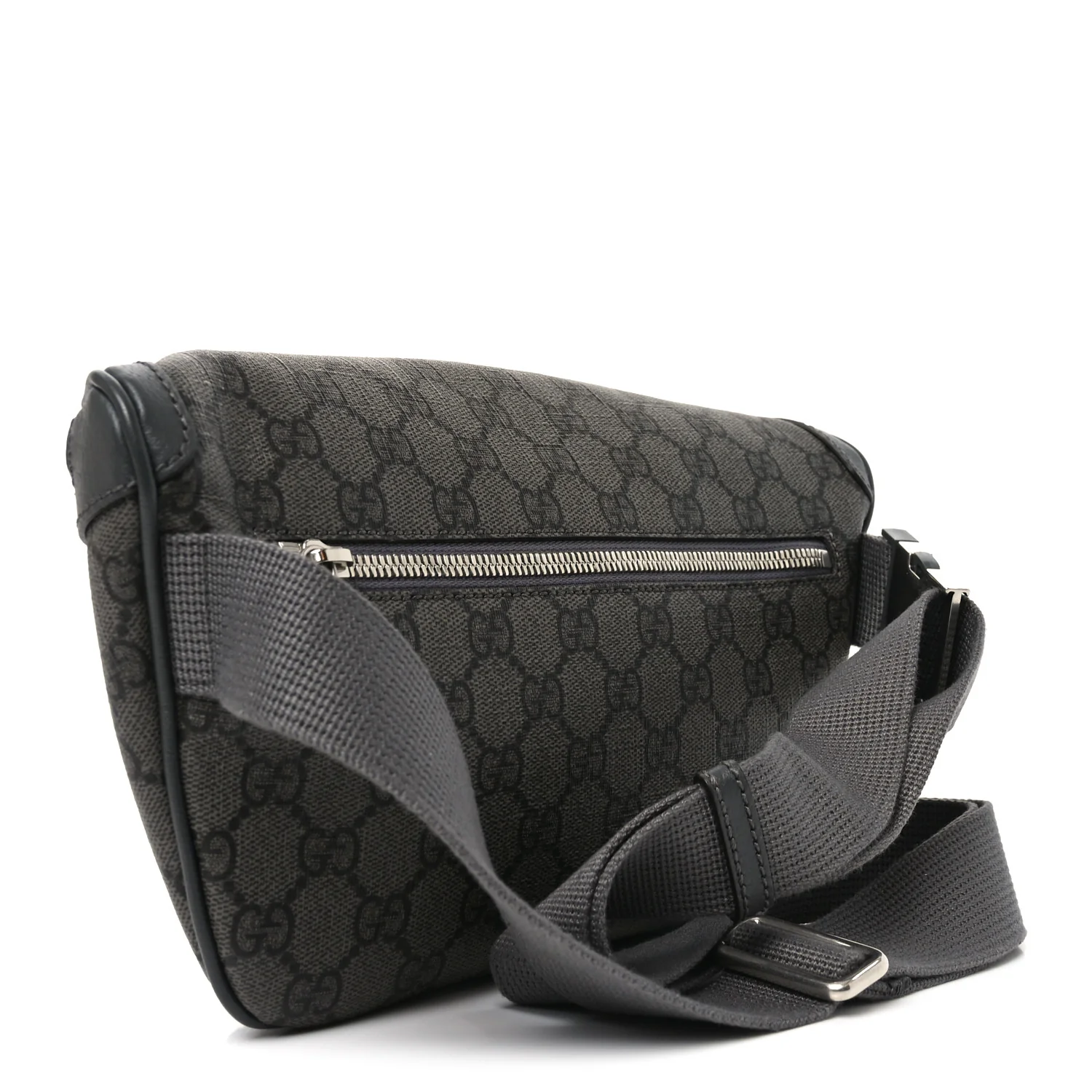 GG Supreme Monogram Textured Dollar Calfskin Ophidia Belt Bag Grey Black Graphite Grey - Top Club