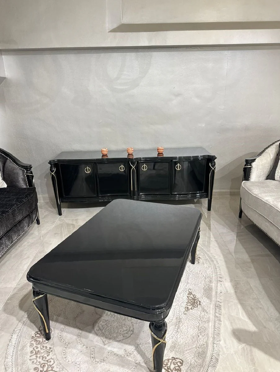 Luxury Baroque coffee table black / gold 120 cm - Baroque style furniture