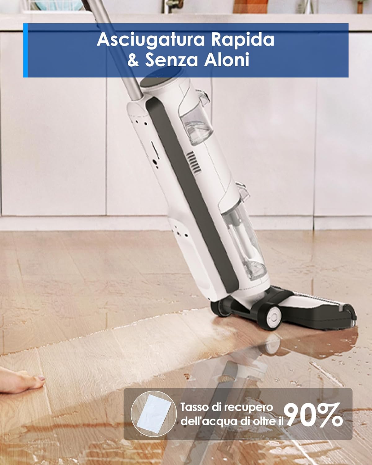 Tineco iFloor 3 Breeze Plus Aspirapolvere Senza Fili per Secco e Umido, Lavapavimenti e Mocio per Pulizia Leggera in un Solo Passaggio per Pavimenti Dur
