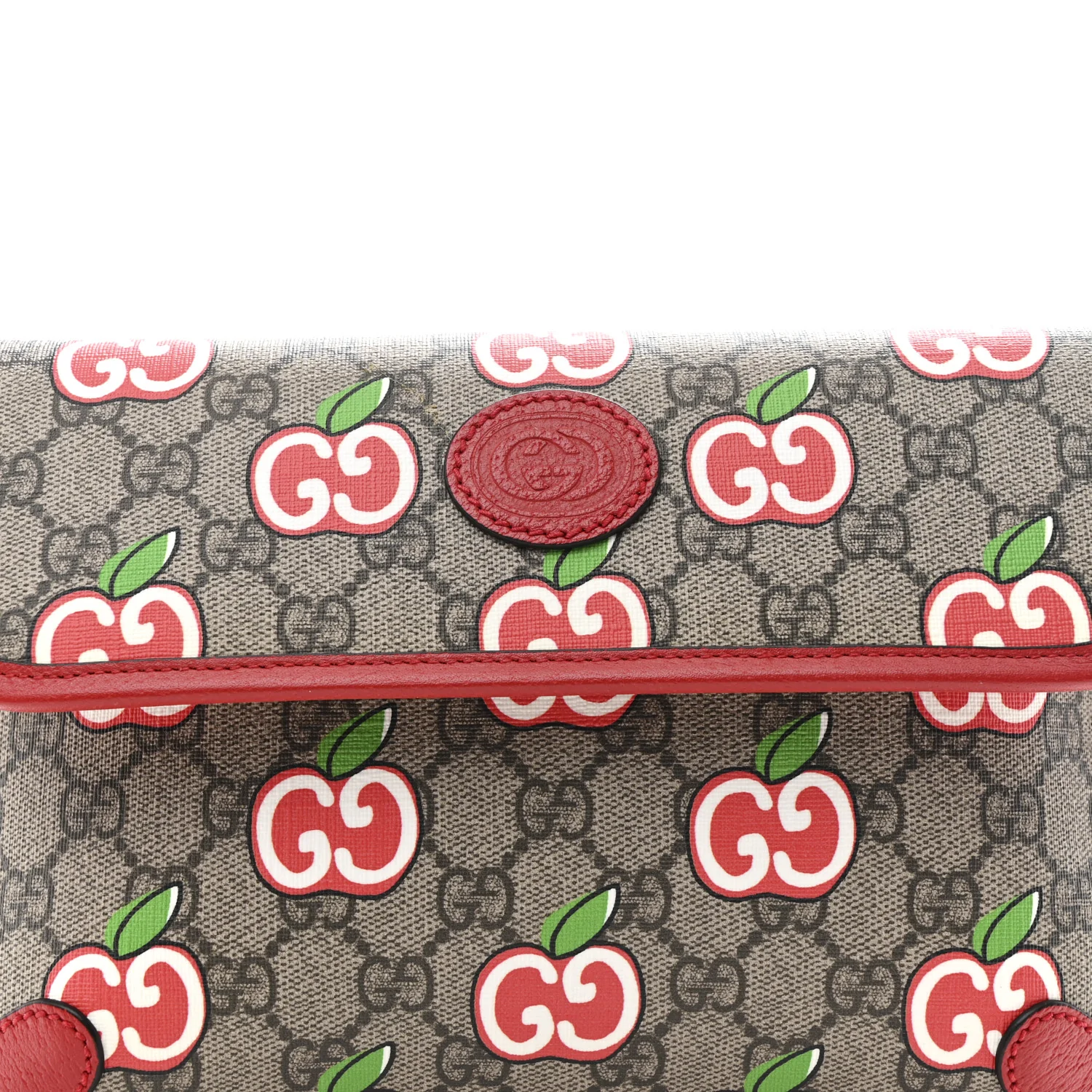 GG Supreme Monogram Apple Interlocking G Belt Bag Beige Multicolor Lobster Red - Top Club