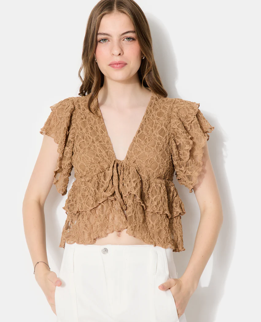 Pimkie Top en dentelle avec nouettes et volants