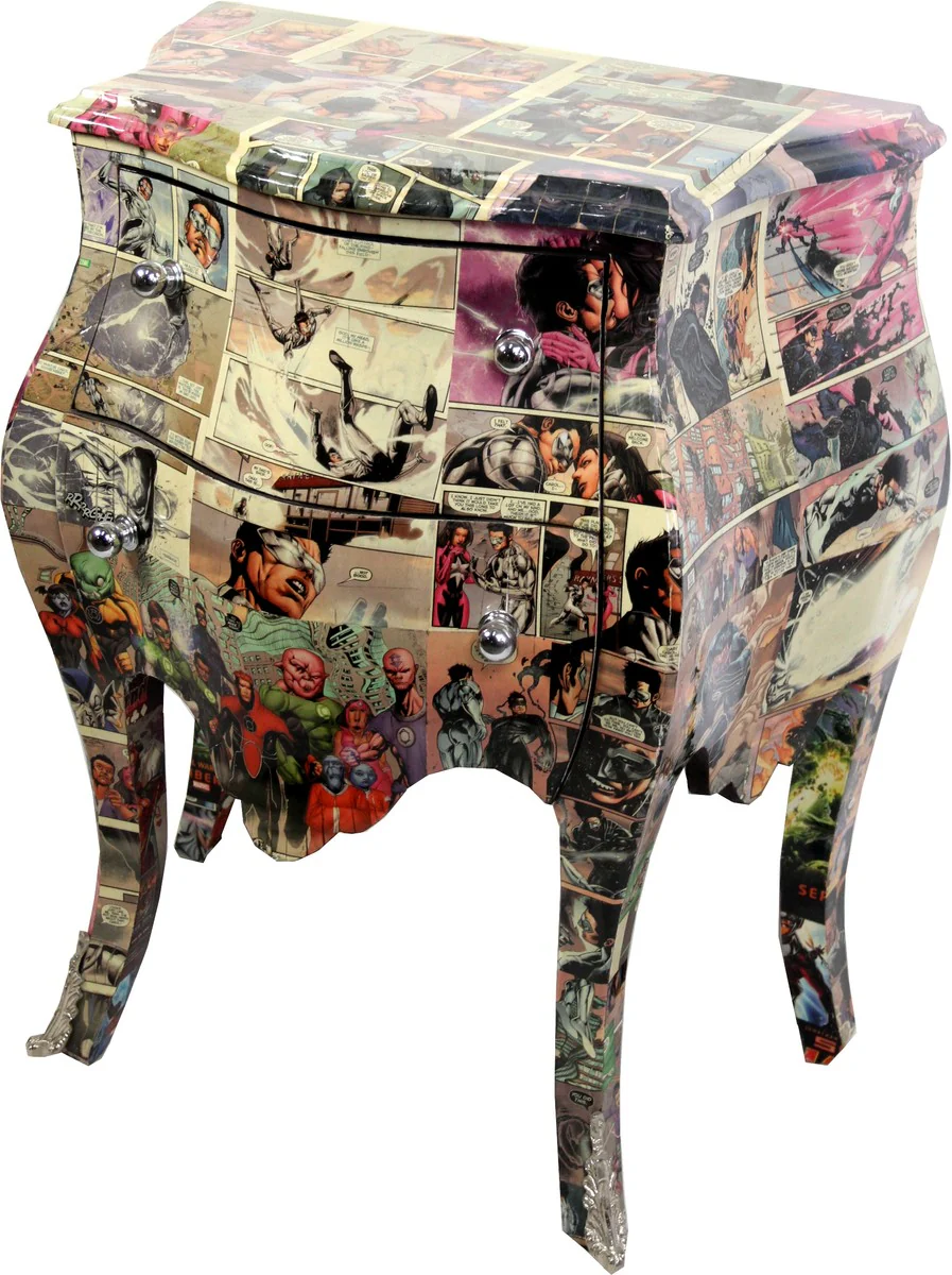 Barock Kommode Comic Design 63 cm x H 75 cm - Handgefertigtes Unikat - Limited Edition